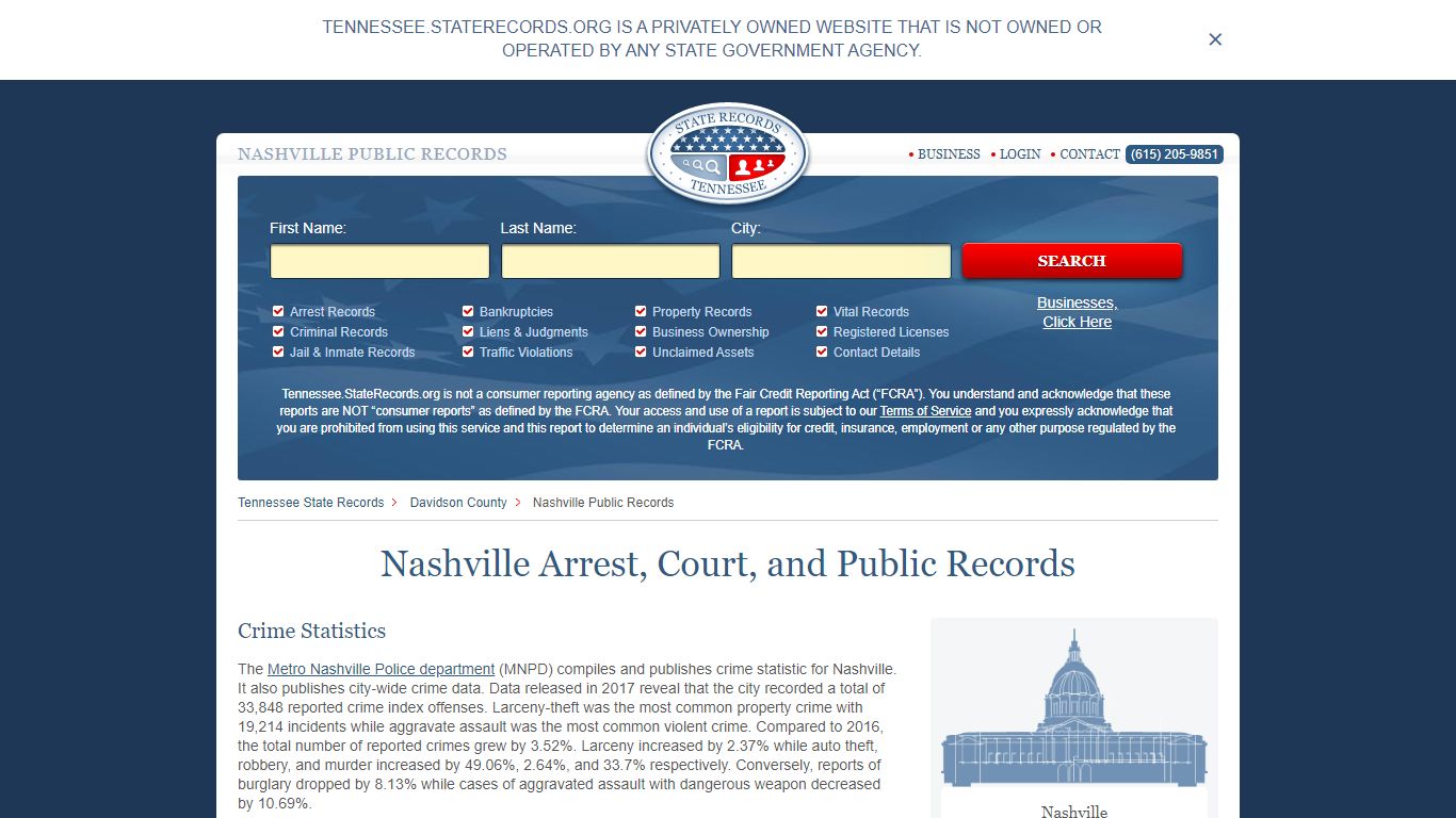 Nashville Arrest and Public Records | Tennessee.StateRecords.org